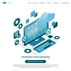 Wall Mural - Information cloud computing flat 3d isometric vector concept illustration