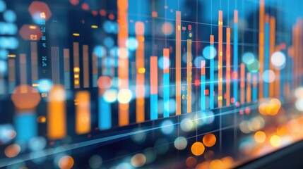 Poster - A colorful data visualization showcases trends and metrics during a business analysis session in an office, emphasizing key performance indicators and analytical insights