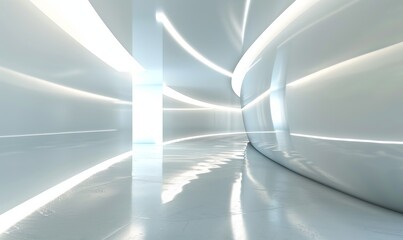 Abstract light corridor interior. Futuristic architecture background