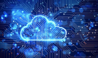 cloud computing icon with circuit background