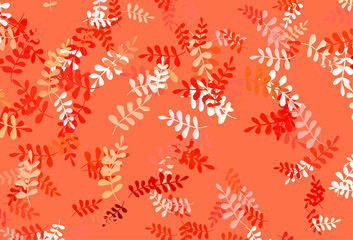 Poster - Light Red vector doodle pattern with leaves.