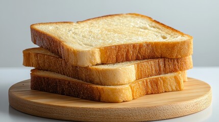 Wall Mural - A stack of toasted bread on a wooden cutting board