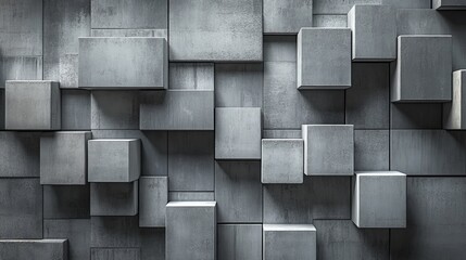 A wall made of gray blocks with a gray background