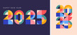 © Marina Zlochin - Happy New Year 2025. Geometrical modern style design, concept illustration, banner, poster and background