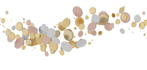 Wall Mural - Radiant Revelry: Dynamic 3D Illustration of a Radiating gold Confetti Celebration