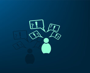 Poster - Vector dark color icon with shadow on blue background