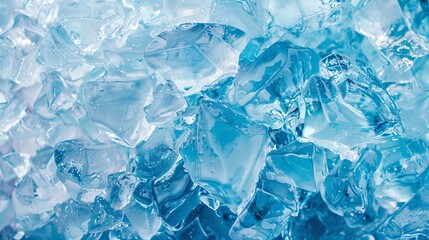 Wall Mural - Clear blue ice cubes with reflective surfaces captured