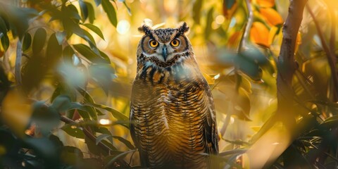 Poster - Australian Powerful Owl perches in the understory foliage during the day