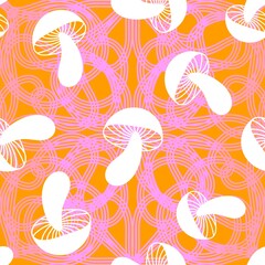  Cartoon autumn harvest seamless Halloween mushrooms pattern