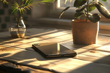 Poster - A person using a tablet computer on a wooden table