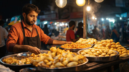 Wall Mural - person at the market preparing food