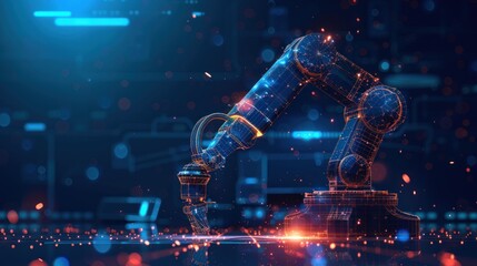 futuristic robotic arm in a digital environment