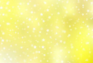 Wall Mural - Light Yellow vector template with ice snowflakes, stars.
