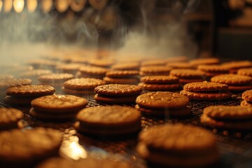 Wall Mural - Freshly baked cookies on a grill, perfect for a backyard BBQ or picnic