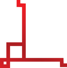Poster - Red pixelated abstract geometric shape forming a right angle on a white background