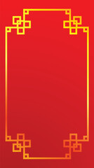 Poster - red background with golden frame featuring chinese style for new year celebration