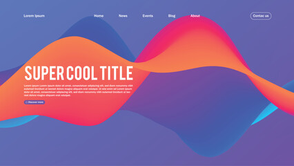 Poster - Landing page abstract design. Template for website or app. Colorful abstract minimal wave