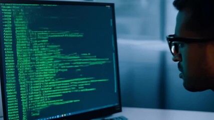 Poster - Young Programmer Frustrated While Hacking Game on Laptop at Night Generative AI