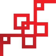 Aufkleber - Abstract geometric shape made of red gradient overlapping squares on white background