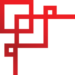 Poster - red graphic pattern forming abstract square shapes on a white background
