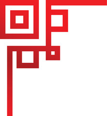 Aufkleber - Red graphic element forming a right angle design with squares and lines on a white background