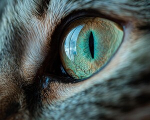 Wall Mural - A close-up of a cat's eye. AI.