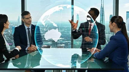 Poster - Global Business Meeting With Management Strategy Discussion Generative AI