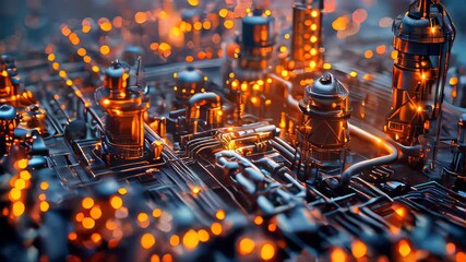 Poster - Industrial equipment for the production of gas and oil products. Industrial background