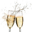 © JR-50 - Two champagne glasses clinking with a splash, celebrating a special occasion with bubbly and festive cheer.