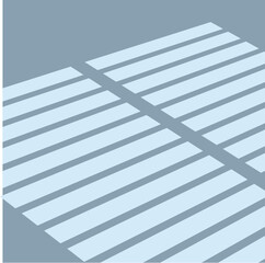 Poster - minimalist image featuring sunlight casting geometric shadows on a blue wall