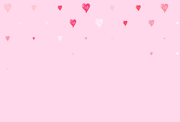 Poster - Light Red vector pattern with colorful hearts.