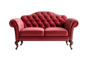 Wall Mural - Red Velvet Chesterfield Sofa with Button Tufting