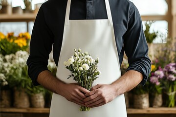 Wall Mural - Minimal Half Apron Mockup for Flower Shop Owners: Design and Functionality Showcase