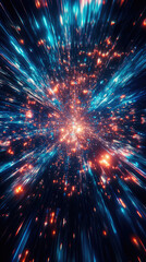 Wall Mural - a spaceship is speeding at light speed through a holographic galactic vortex. generative ai
