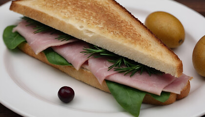 Sticker - black forest ham sandwich on a plate