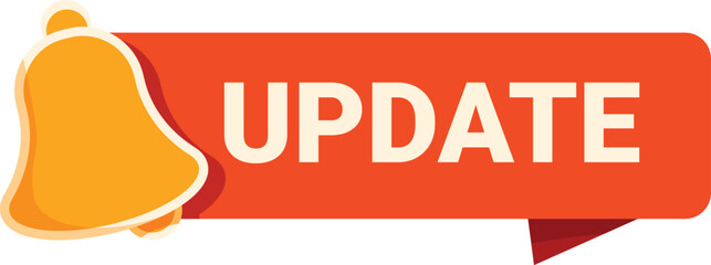 Poster - Yellow bell ringing to let you know about an update on a red ribbon banner