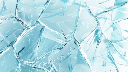 Wall Mural - Detailed depiction of cracked ice with light reflections.