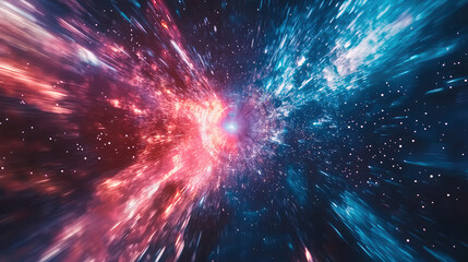 Wall Mural - a spaceship is speeding at light speed through a holographic galactic vortex. generative ai
