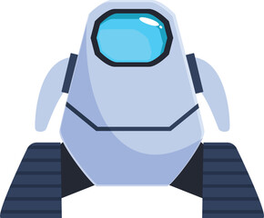 Poster - White robot is exploring an unknown planet, showcasing the future of space exploration