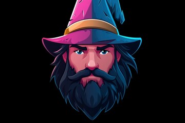 Cartoon Wizard with a Beard and a Hat