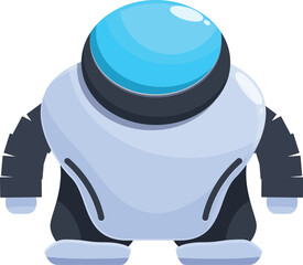 Poster - Cartoon robot standing still, with blue head and black arms