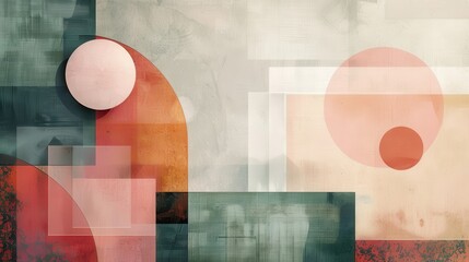 Poster - Abstract Art with Geometric Shapes and Soft Colors
