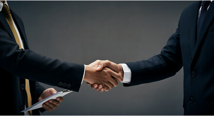 business people shaking hands after closing deal, generative ai