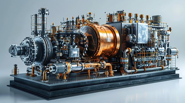 3D Illustration of a Complex Industrial Machine