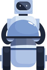 Poster - Robot waiter holding a tray with a cloche, showing the future of the food industry and restaurant work