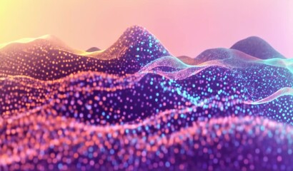 Wall Mural - Abstract 3D Dotted Waves in Gradient Light