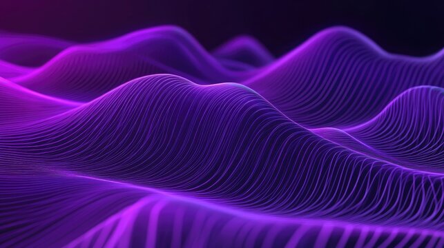 Wavy ultraviolet lines forming a luminous background with copy space.