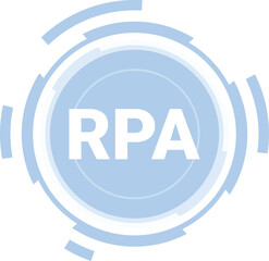 Poster - blue futuristic icon with technological circles surrounding rpa robotic process automation acronym