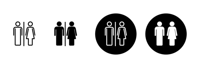 Wall Mural - Toilet icon vector isolated on white background. Toilet sign. Man and woman restroom icon vector. Male and female icon