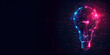 © Саша Силенко - Abstract geometric light bulb in blue and purple neon colors on a dark background. Concept of a good or new idea